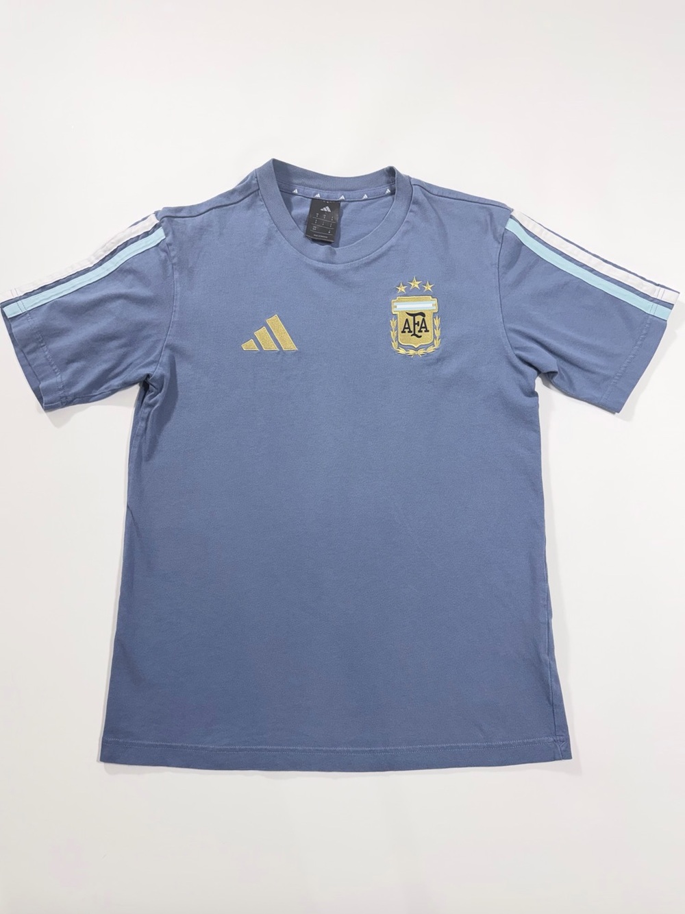 Adidas Argentina AFA DNA Soccer Tee Mens 3-Star Crest Small Blue